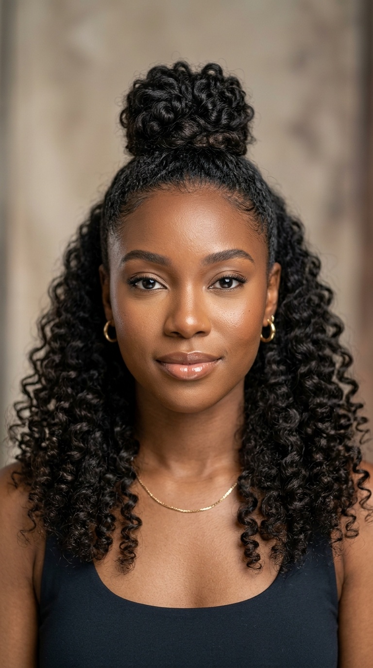 Half-Up Half-Down Curly Bun