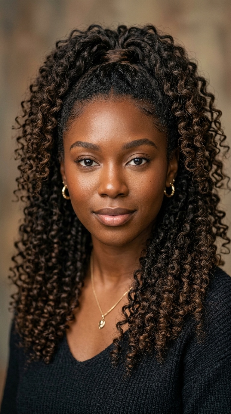Half-Up Half-Down Curly Crochet
