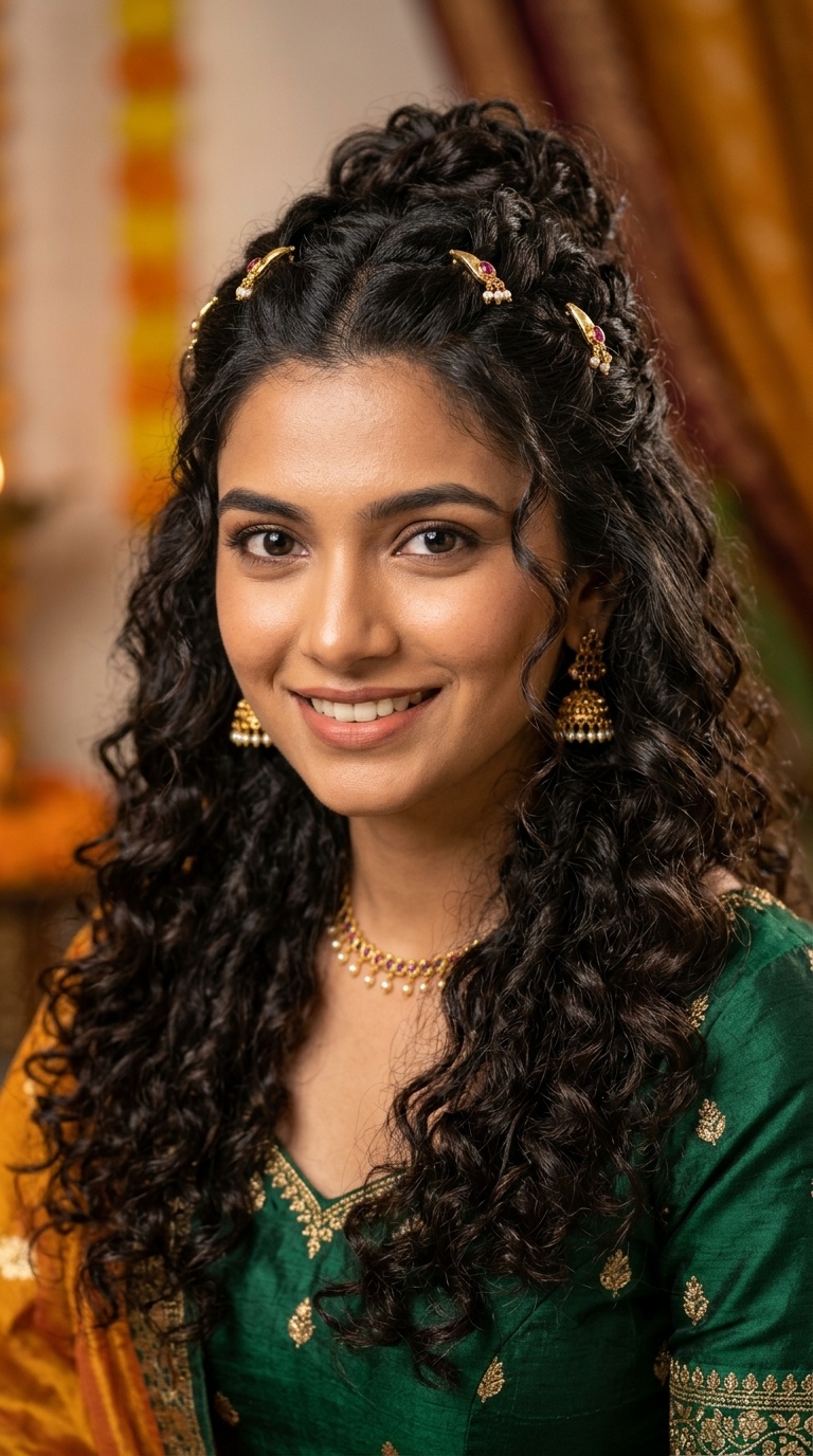 Half-Up Half-Down Festive Curls