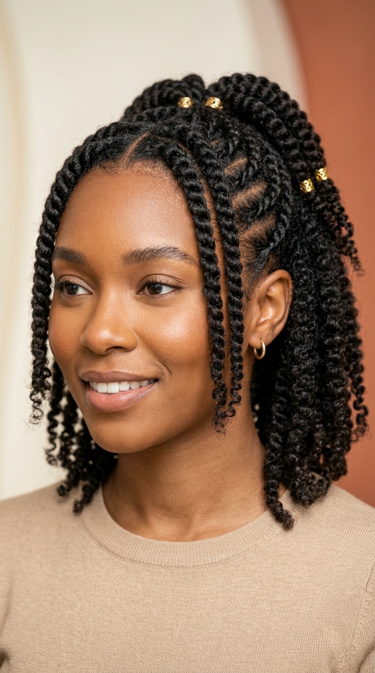 Half-Up, Half-Down Flat Twists