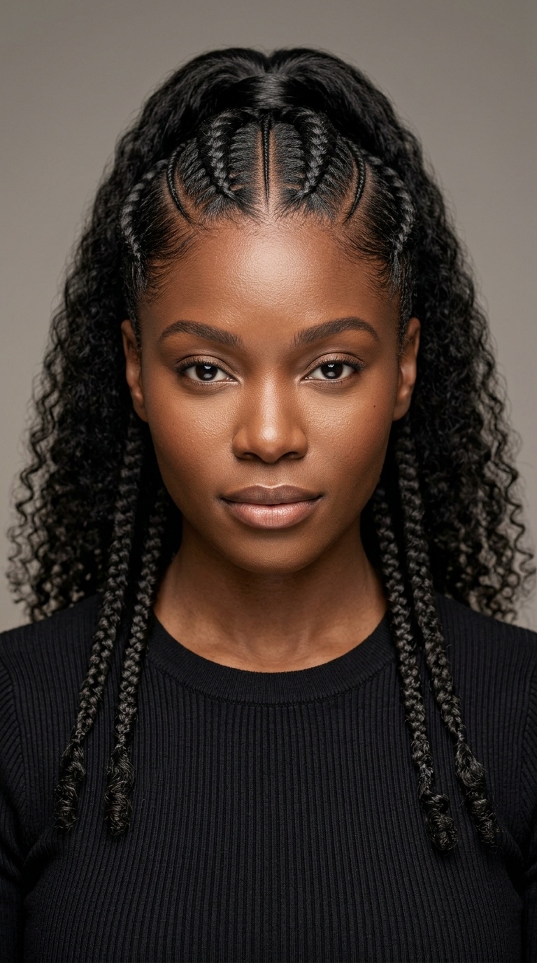 Half-Up, Half-Down Four Braids