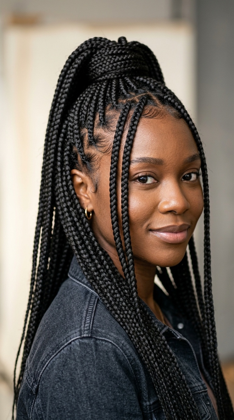 Half-Up Half-Down Long Braids