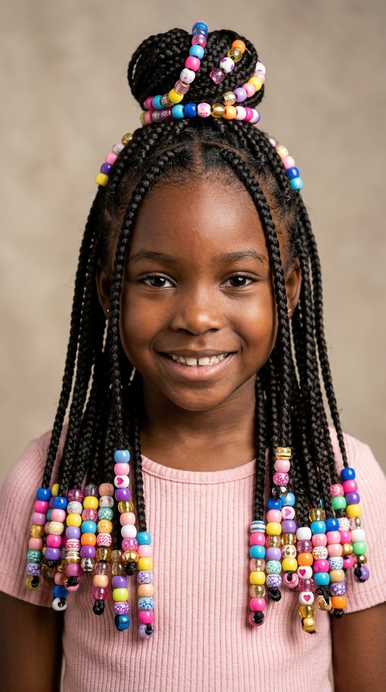 Half-Up, Half-Down Style with Multi-Sized Beads