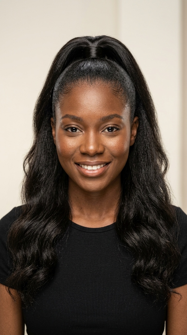 Half-Up Half-Down with a Weave Ponytail