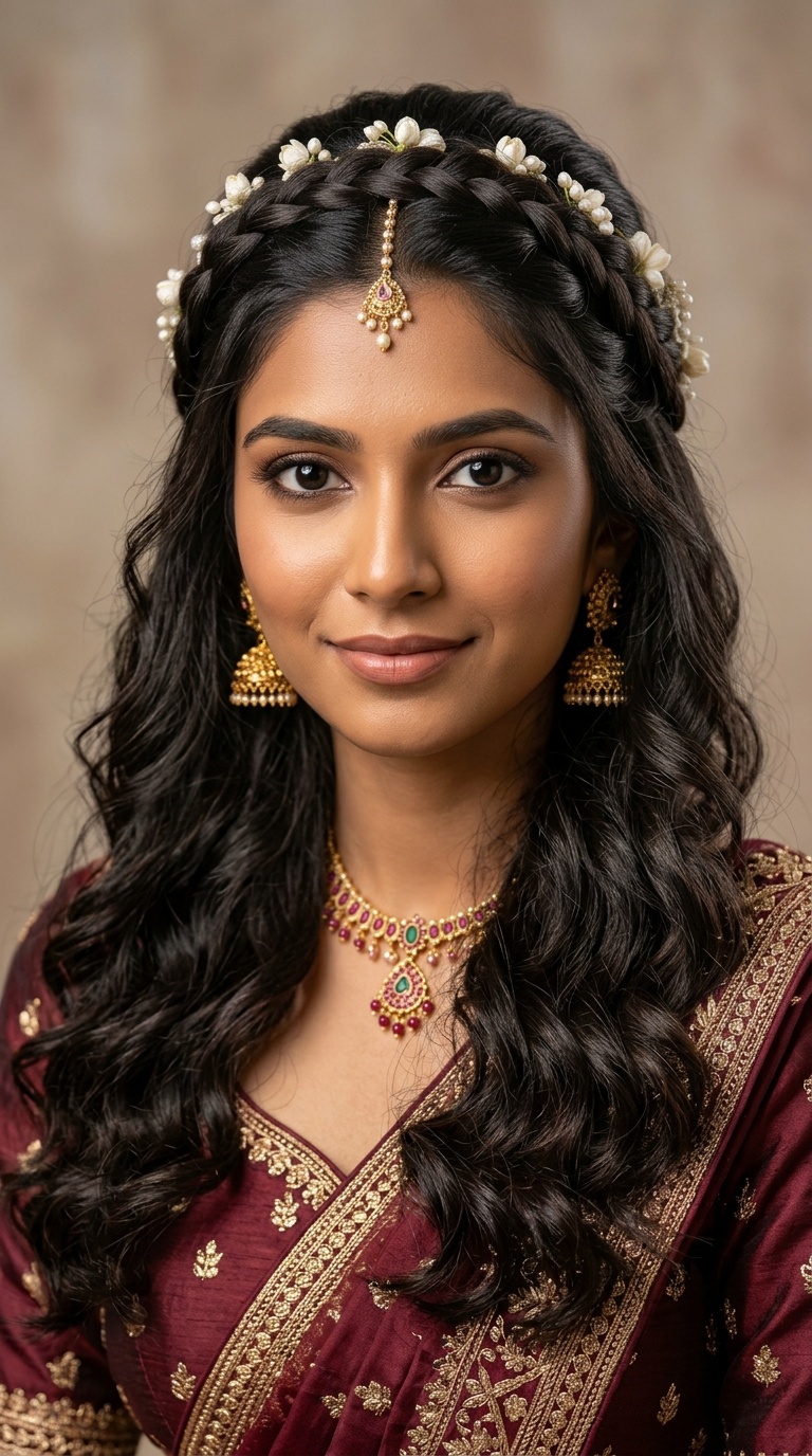 Half-Up Half-Down with Braided Crown