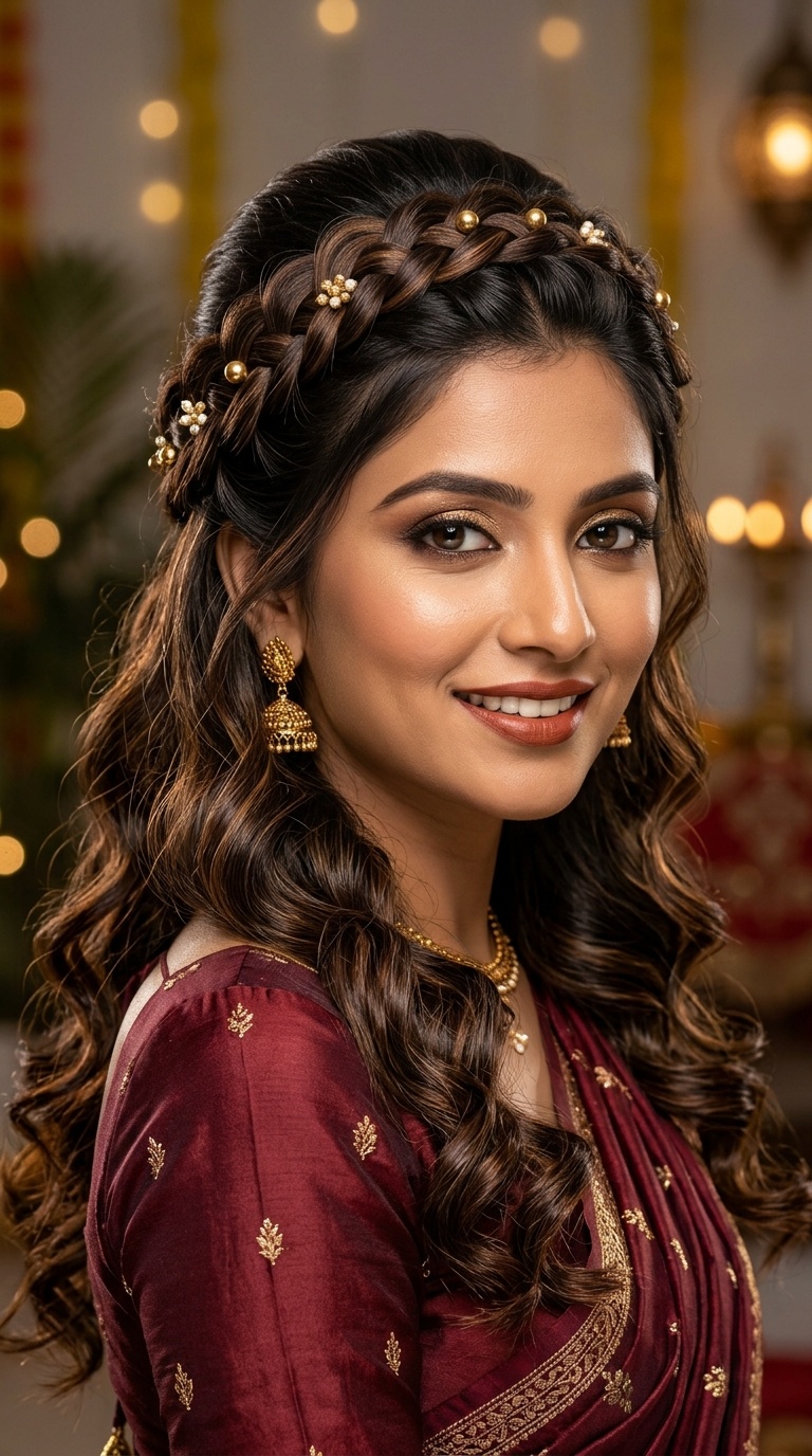 Half-Up Half-Down with Braided Crown