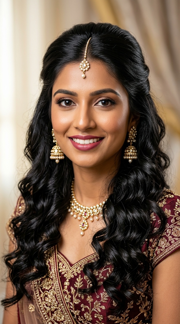 Half-Up Half-Down with Cascading Curls