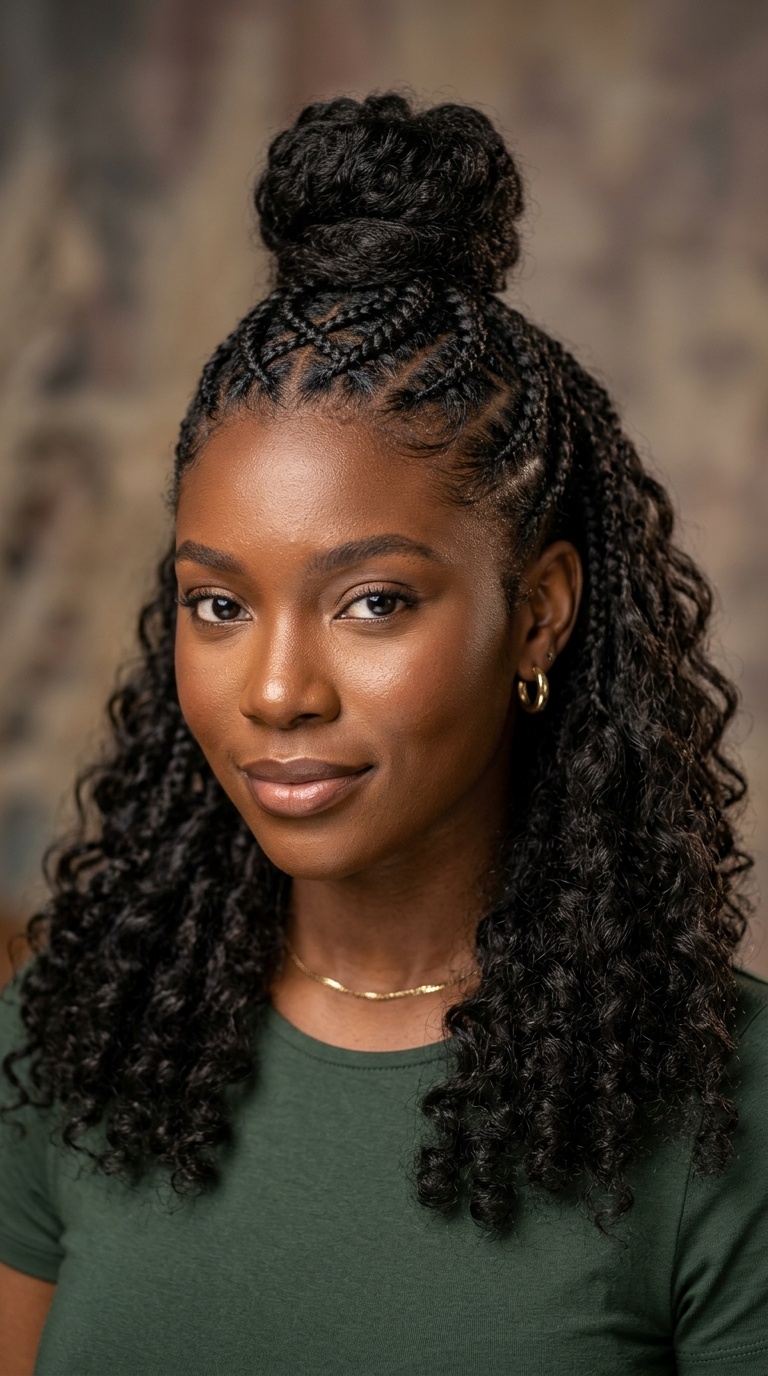 Half-Up Half-Down with Criss-Cross Braids