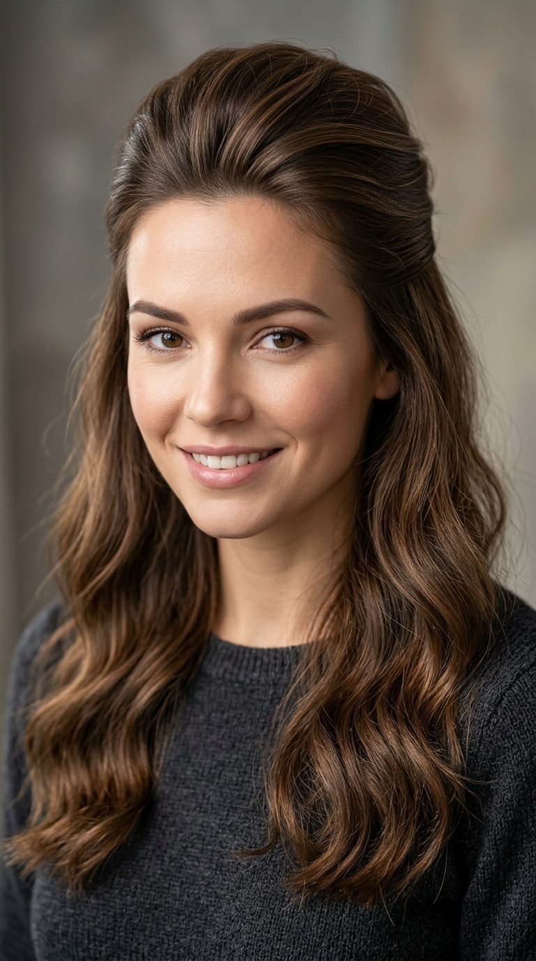 Half-Up, Half-Down with Crown Volume