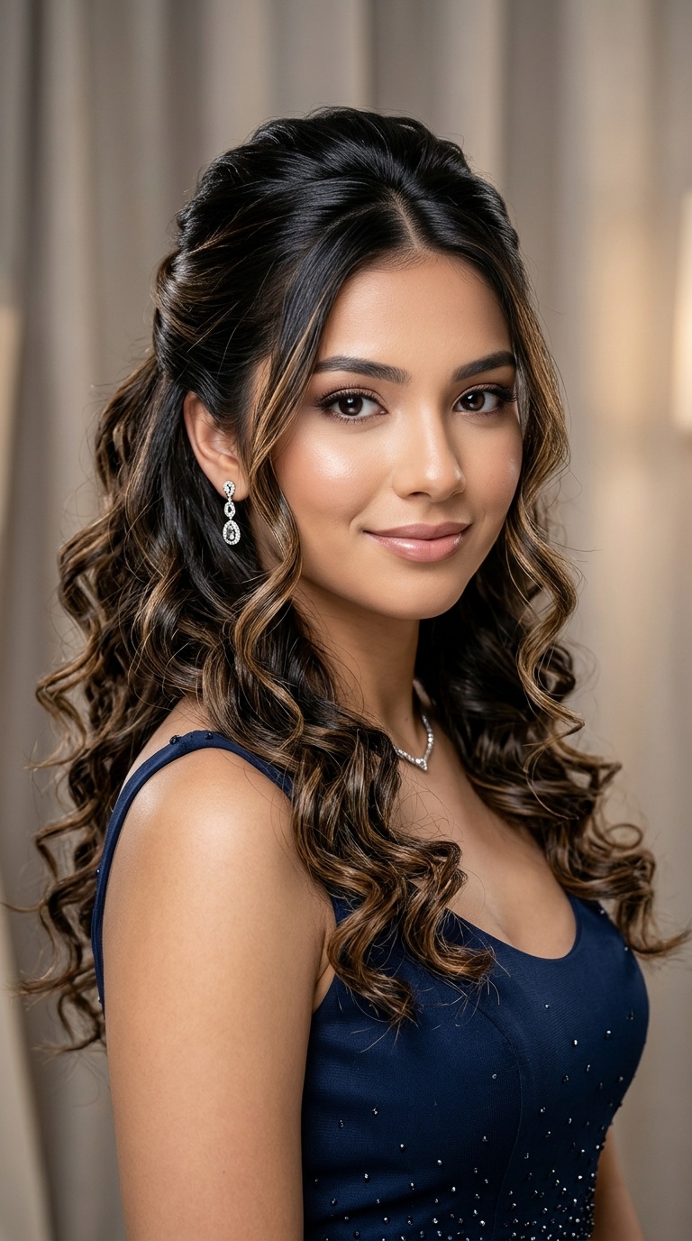Half-Up Half-Down with Curls