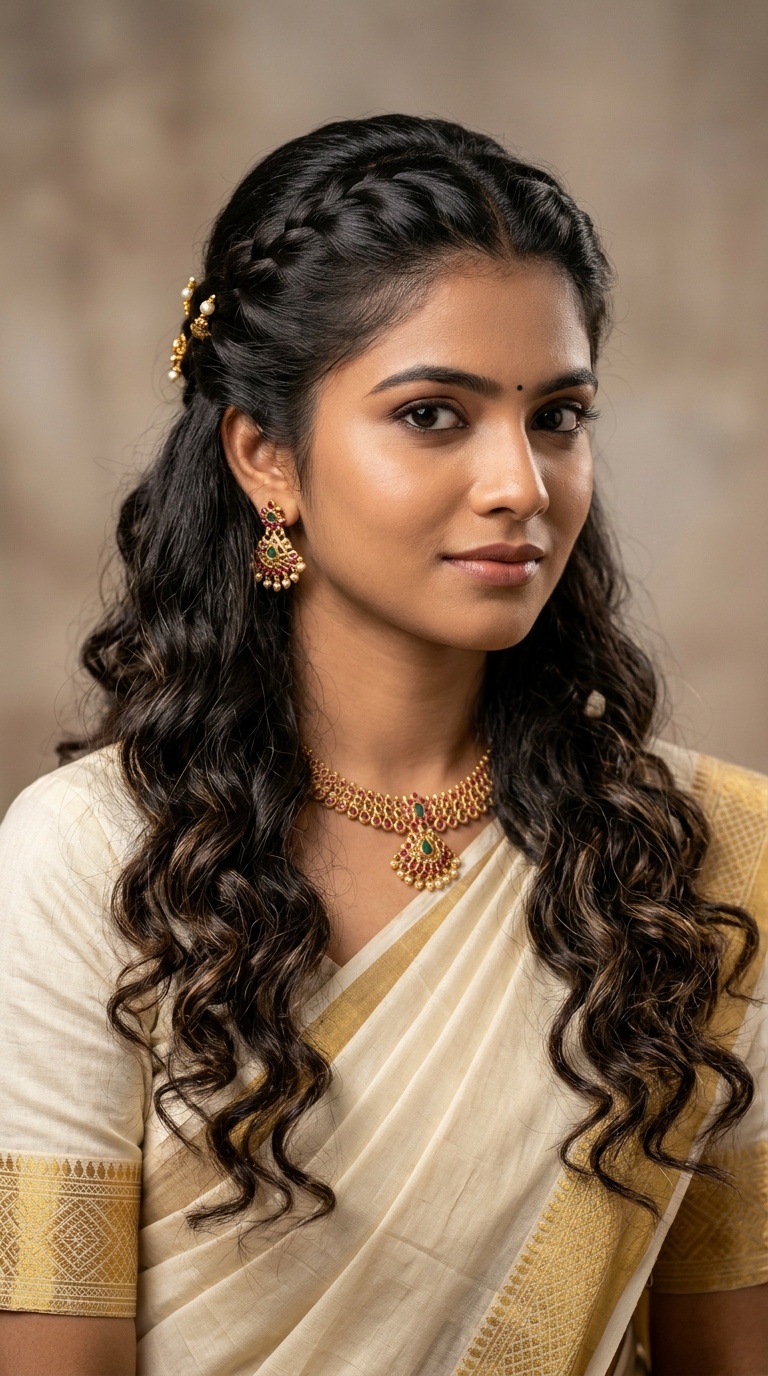 Half-Up Half-Down with Loose Curls