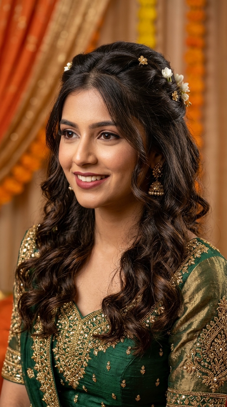 Half-Up Half-Down with Loose Curls