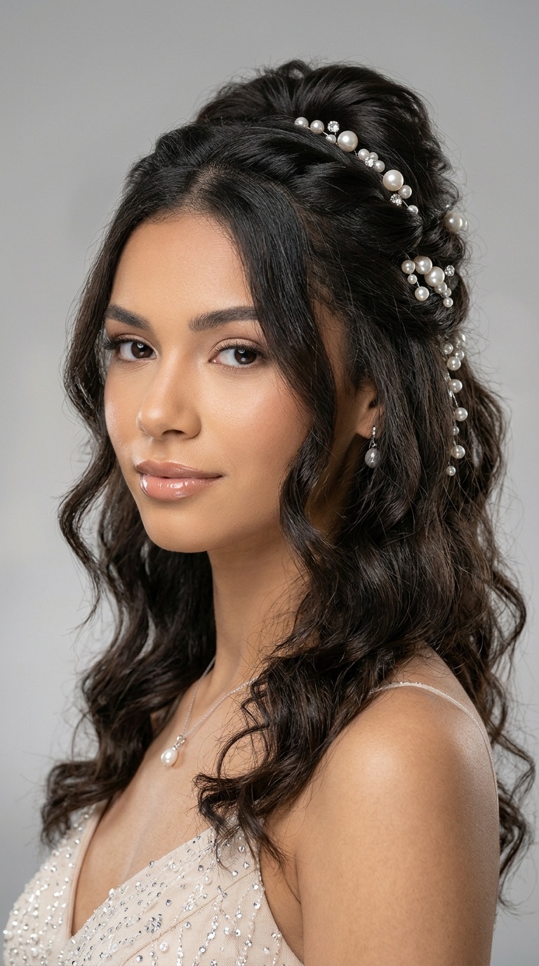 Half-Up Half-Down with Pearls