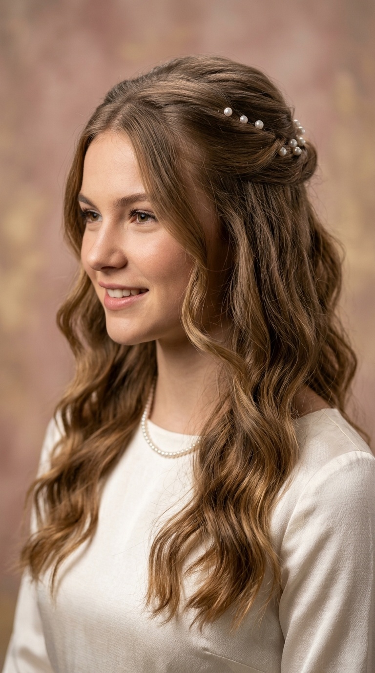 Half-Up Half-Down with Pearls
