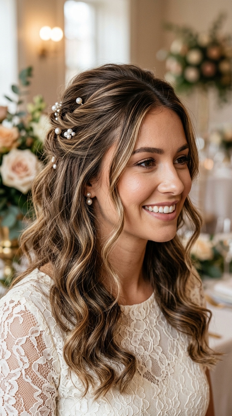 Half-Up Half-Down with Pearls