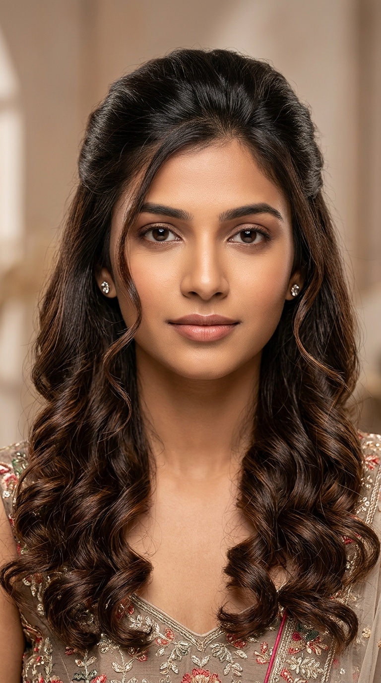 Half-Up Half-Down with Soft Barrel Curls