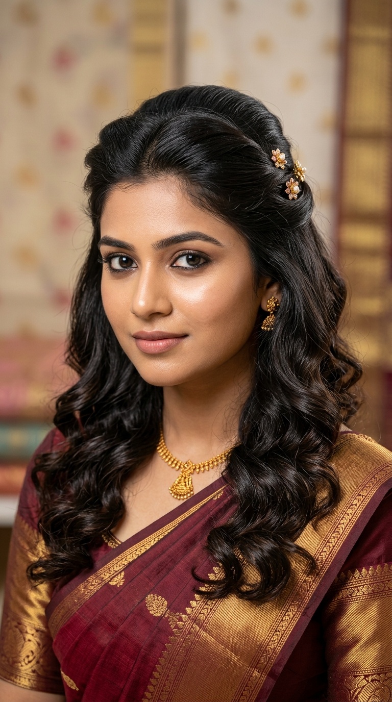 Half-Up Half-Down with Soft Curls