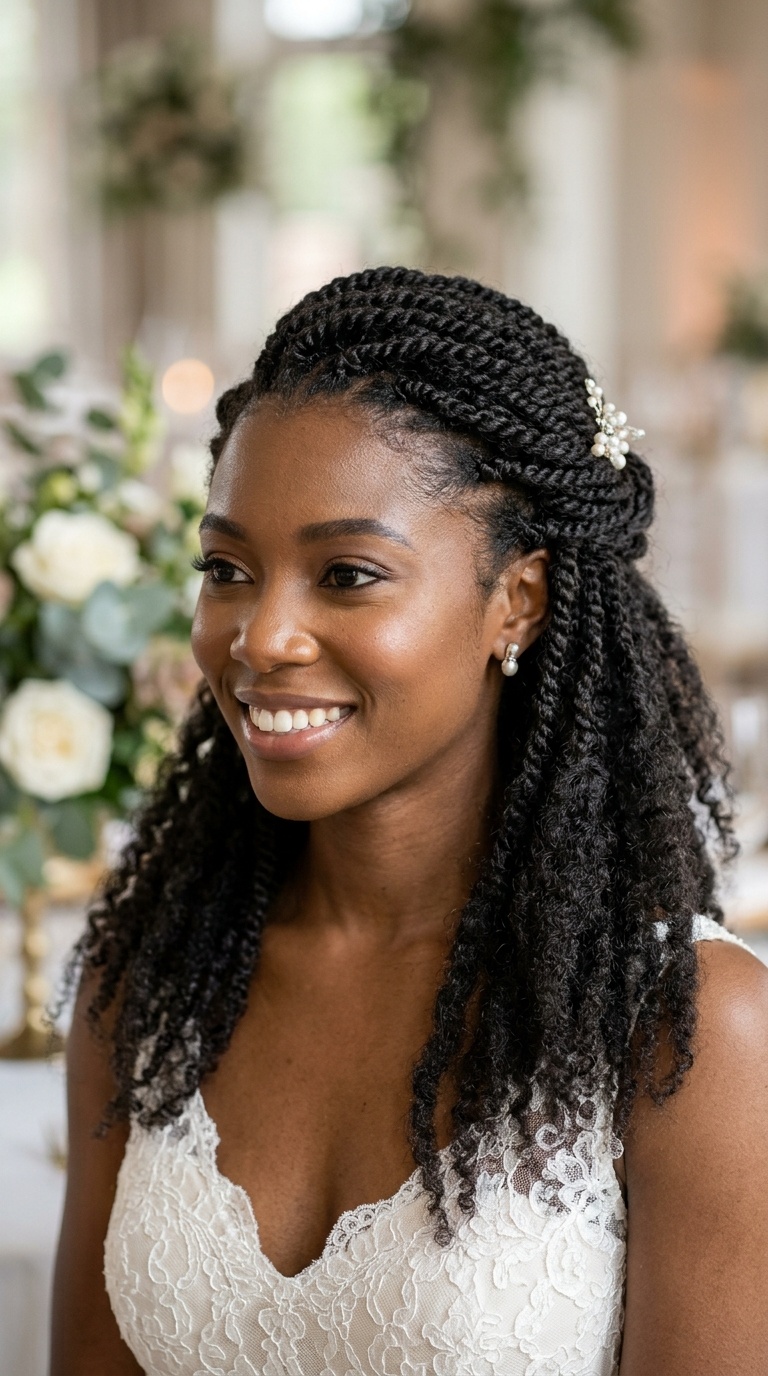 Half-Up Half-Down with Textured Twists