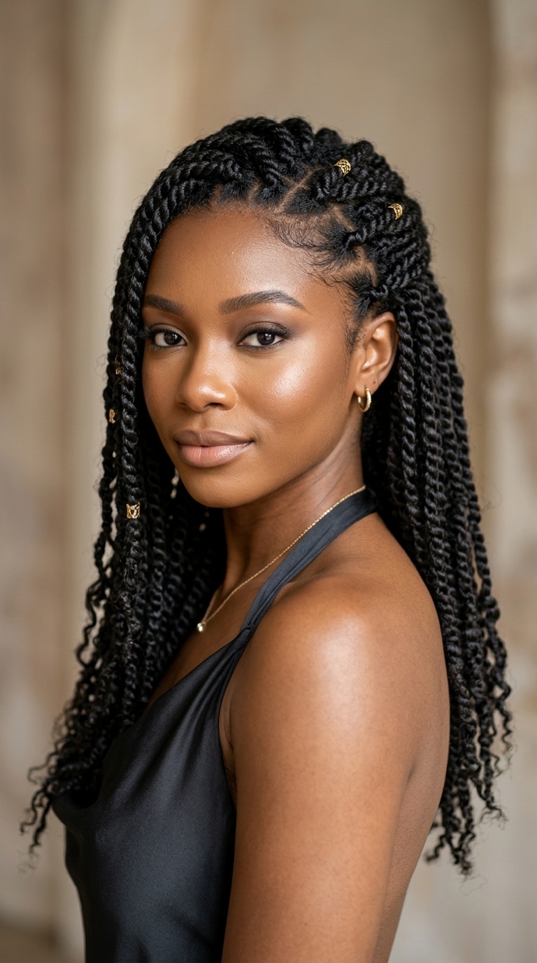 Half-Up Half-Down with Twists