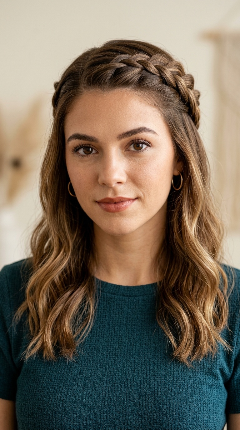 Half-Up Halo Braid with a Deep Side Part