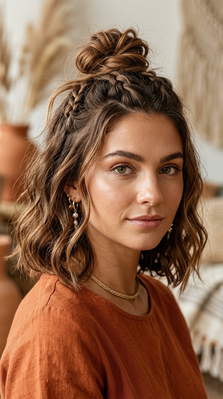 Half-Up Top Knot Boho Lob