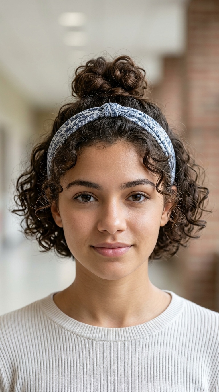 Half-Up Top Knot with a Fabric Headband