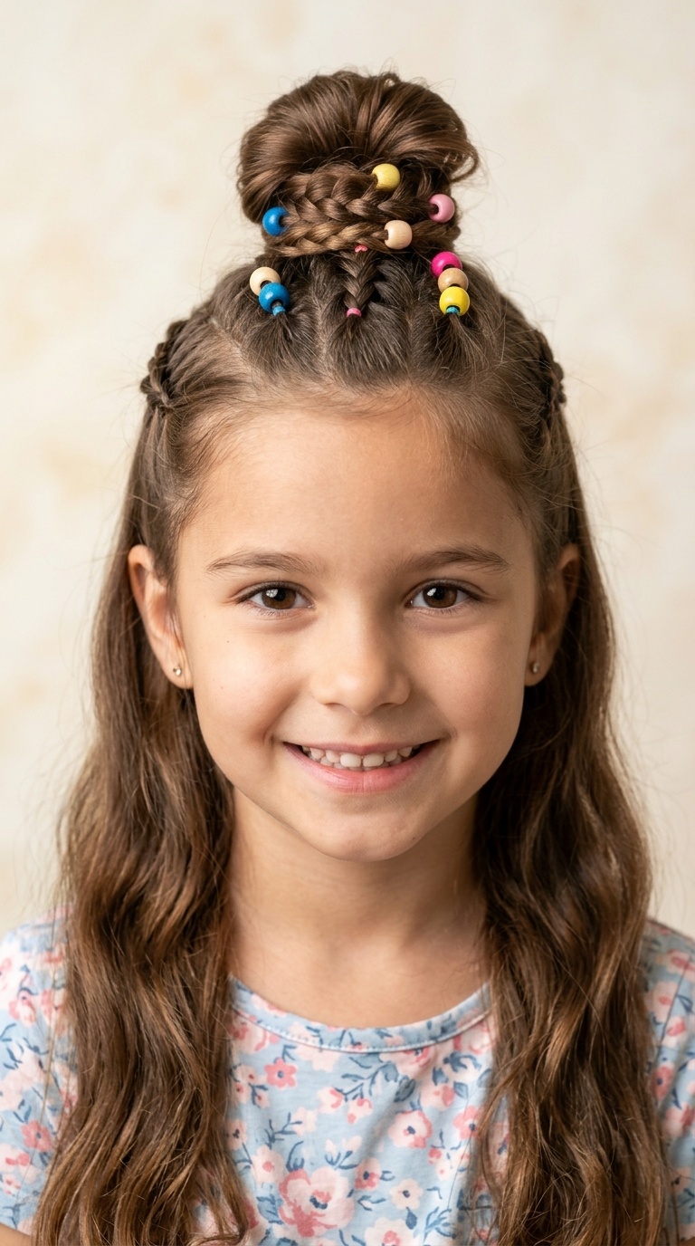 Half-Up Top Knot with Bead Details