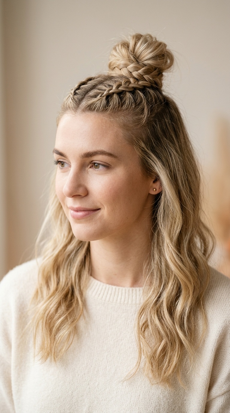 Half-Up Top Knot with Braid