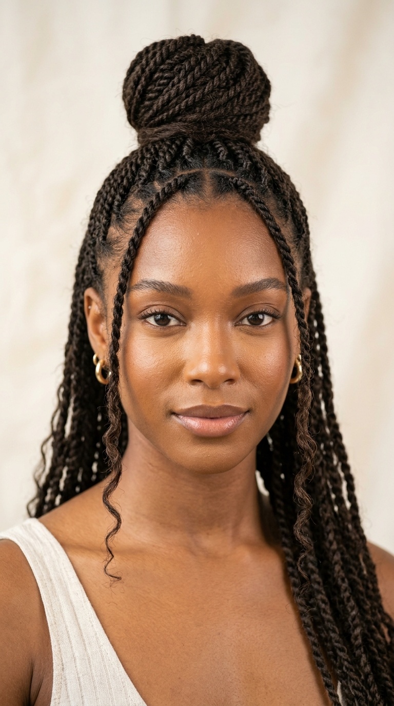 Half-Up Top Knot with Face-Framing Tendrils
