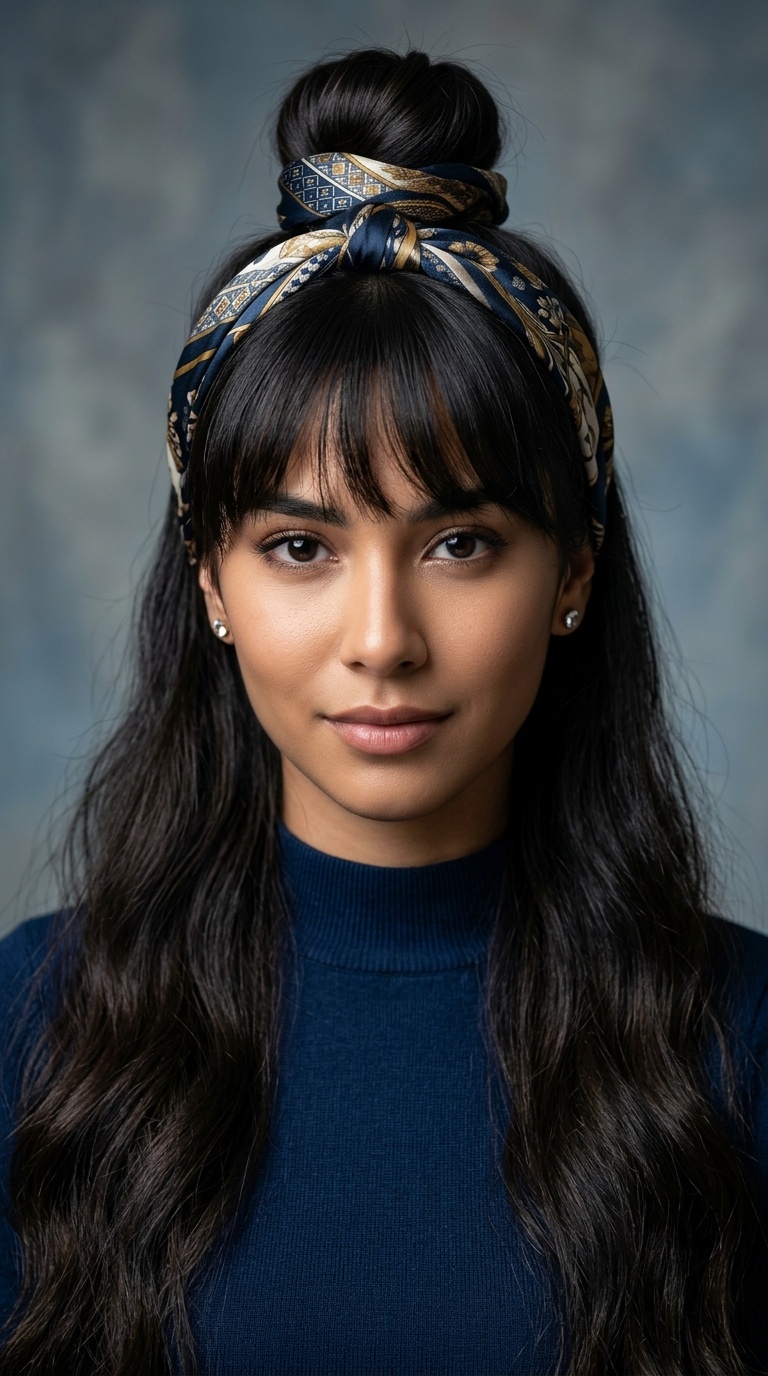 Half-Up Top Knot with Silk Band
