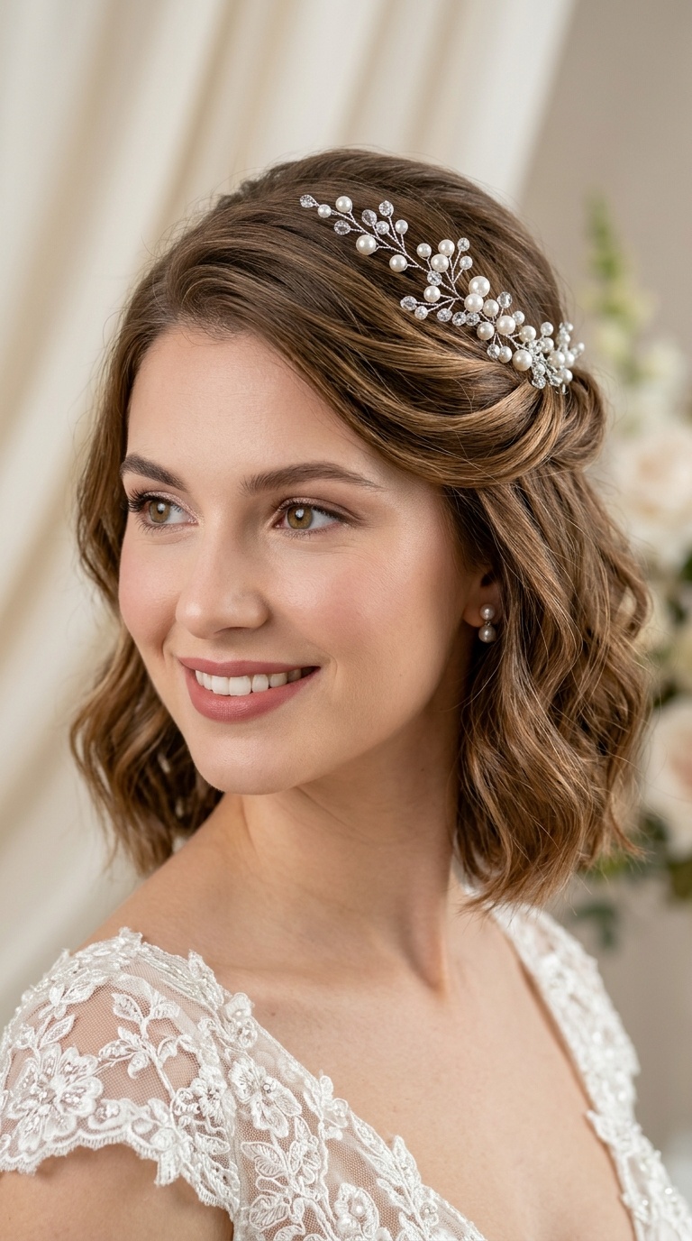 Half-Up Twist with a Pearl Headpiece