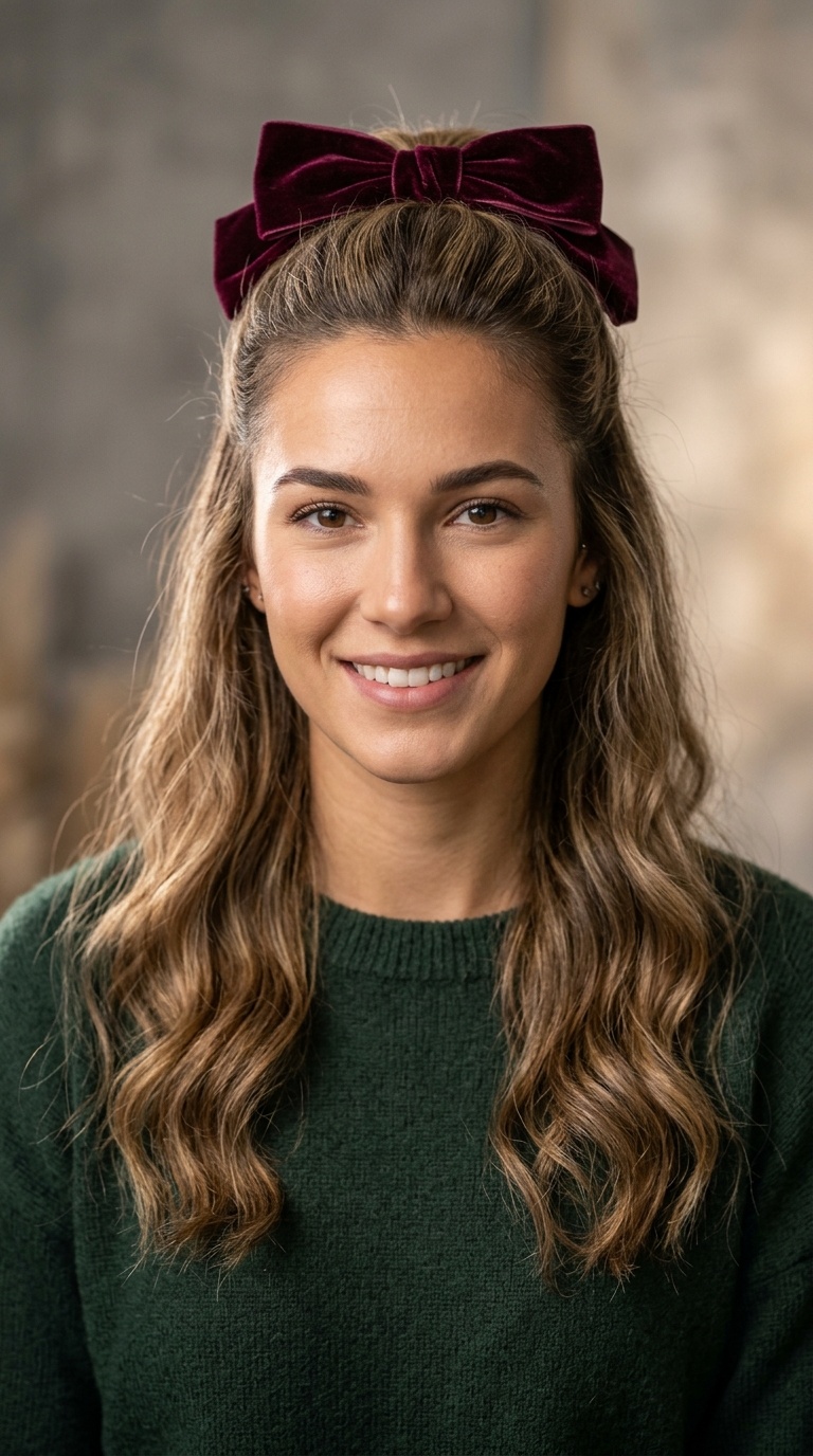 Half-Up Velvet Bow
