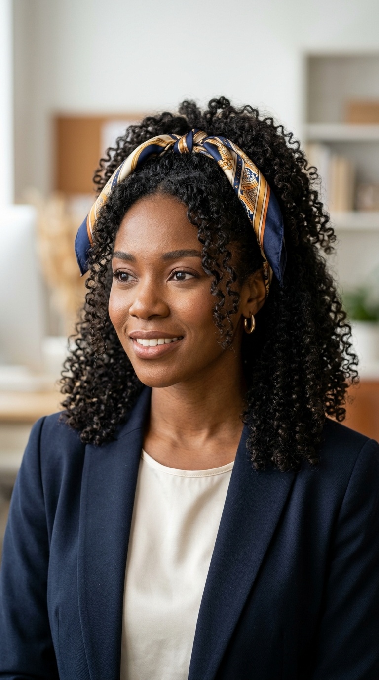Half-Up with a Silk Scarf