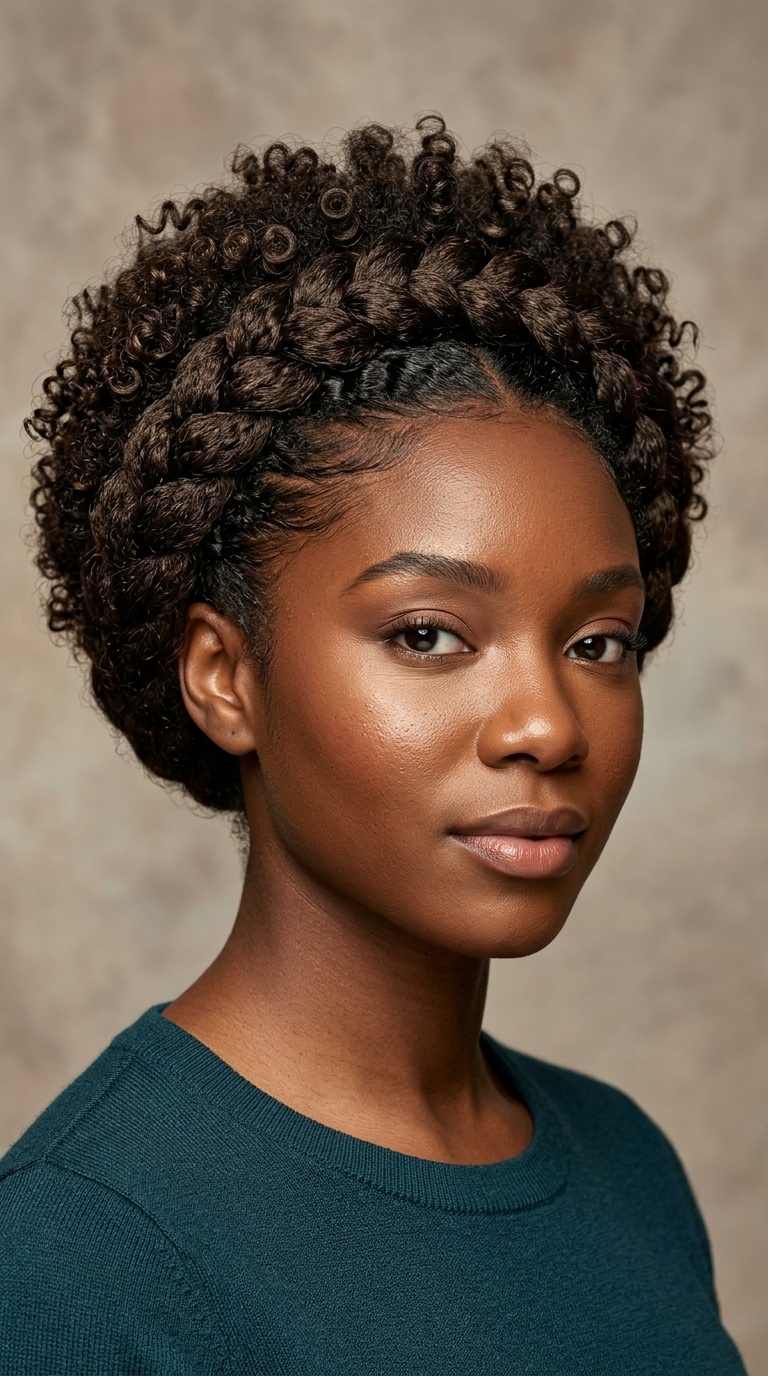 Halo Braid with a Curly Center