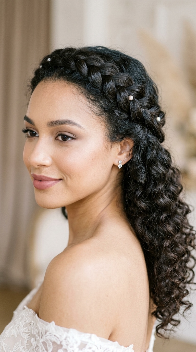 Halo Braid with Curly Back