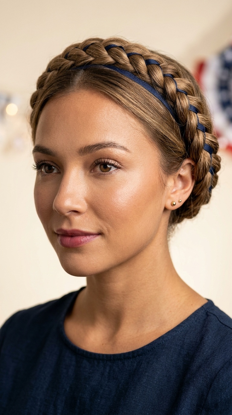 Halo Braid with Delicate Navy Trim