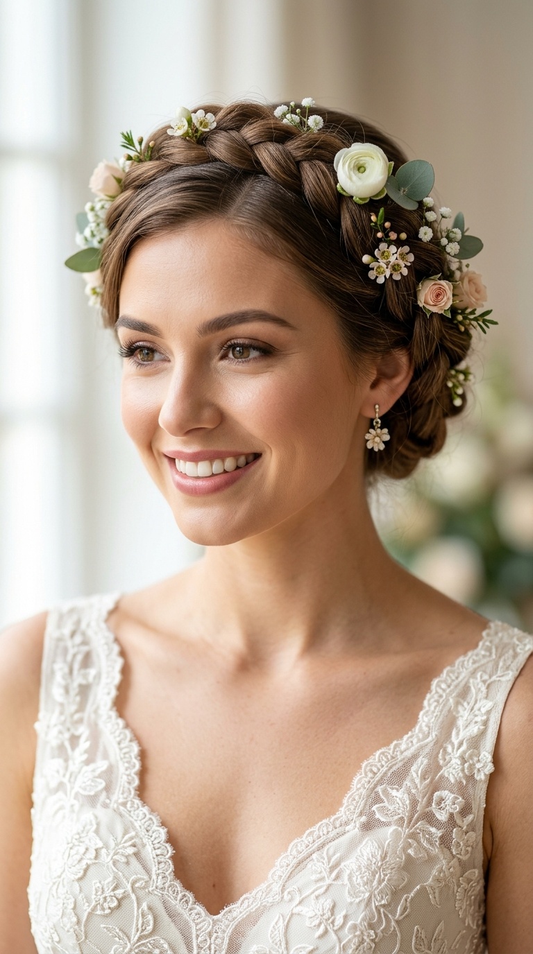 Halo Braid with Floral Accents