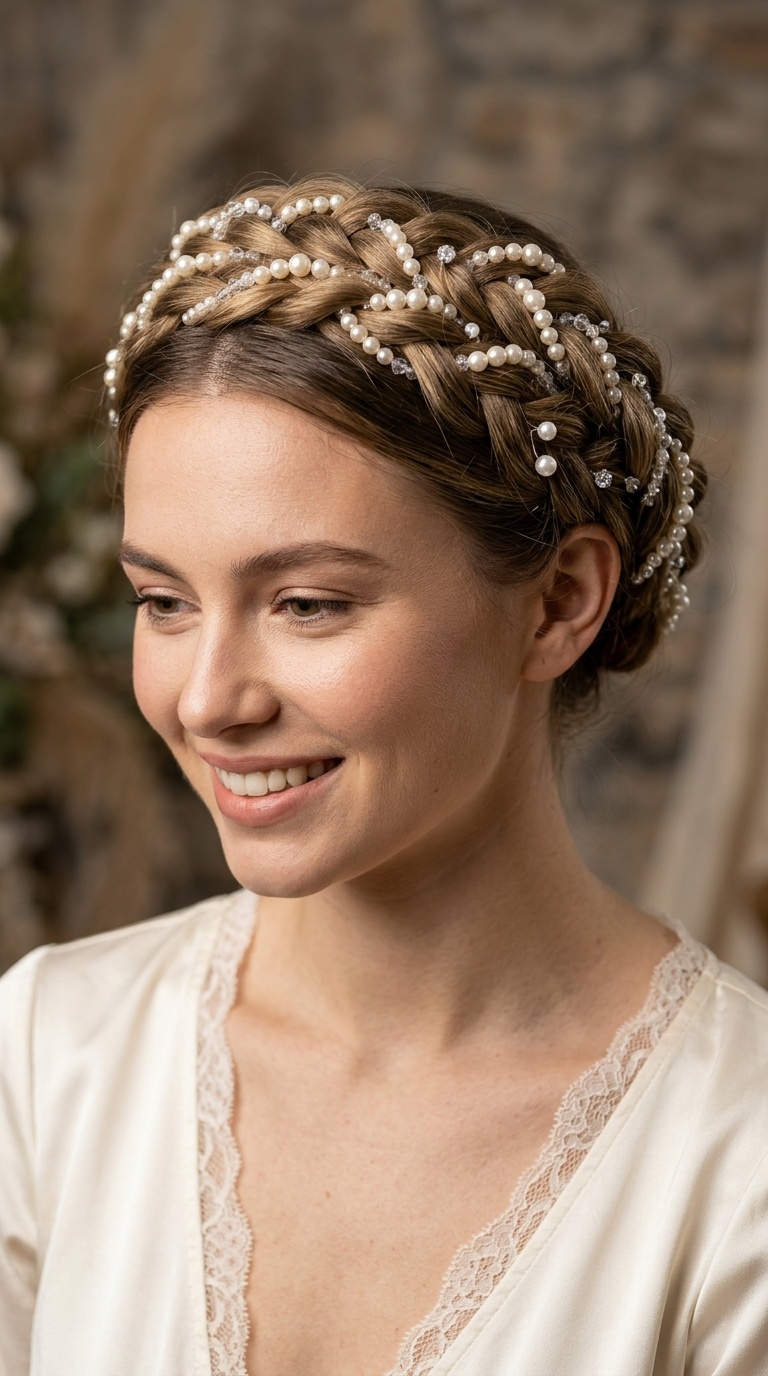 Halo Braid with Pearls