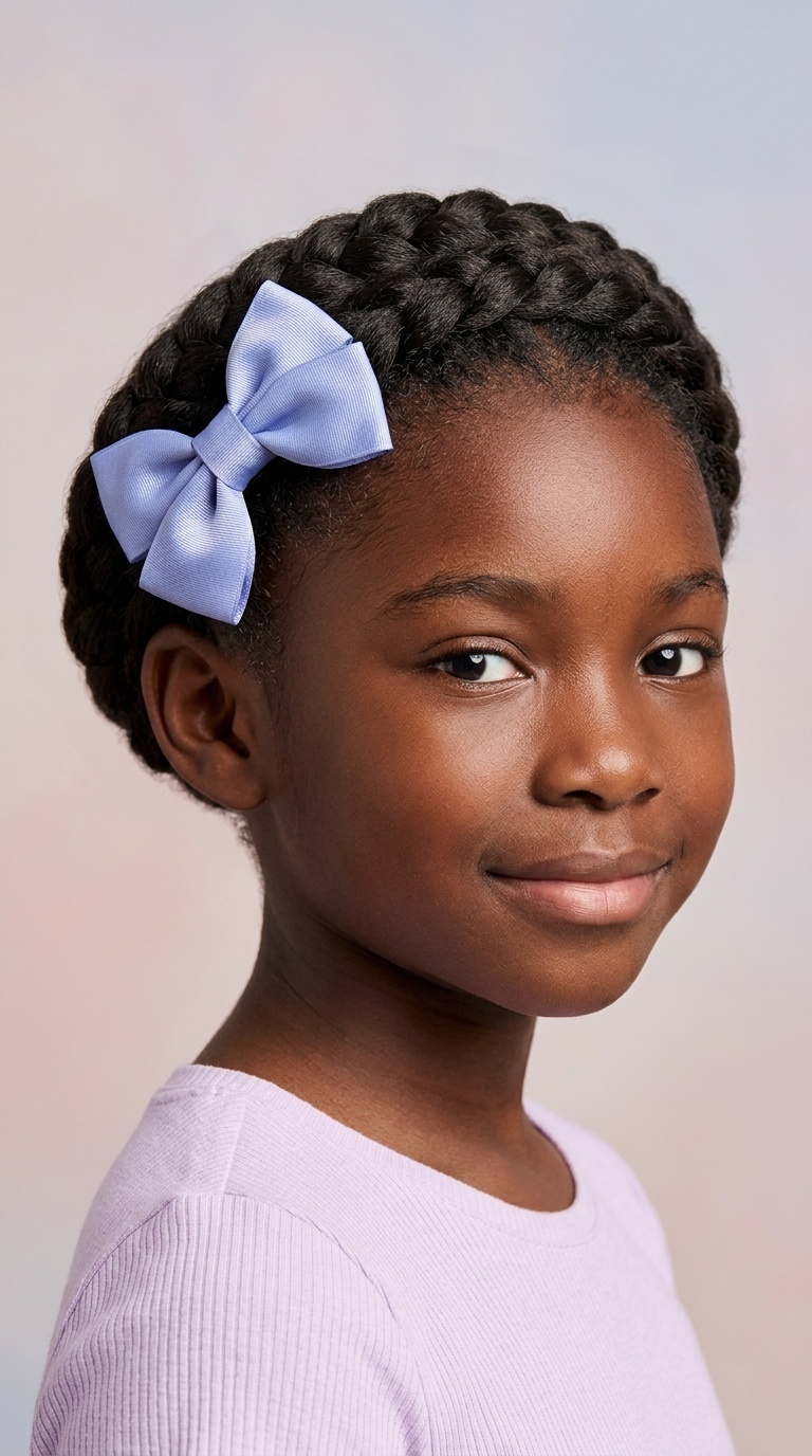 Halo Braid with Soft Periwinkle Bow