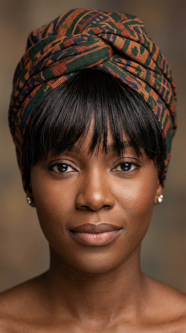 Headwrap with a Front Fringe