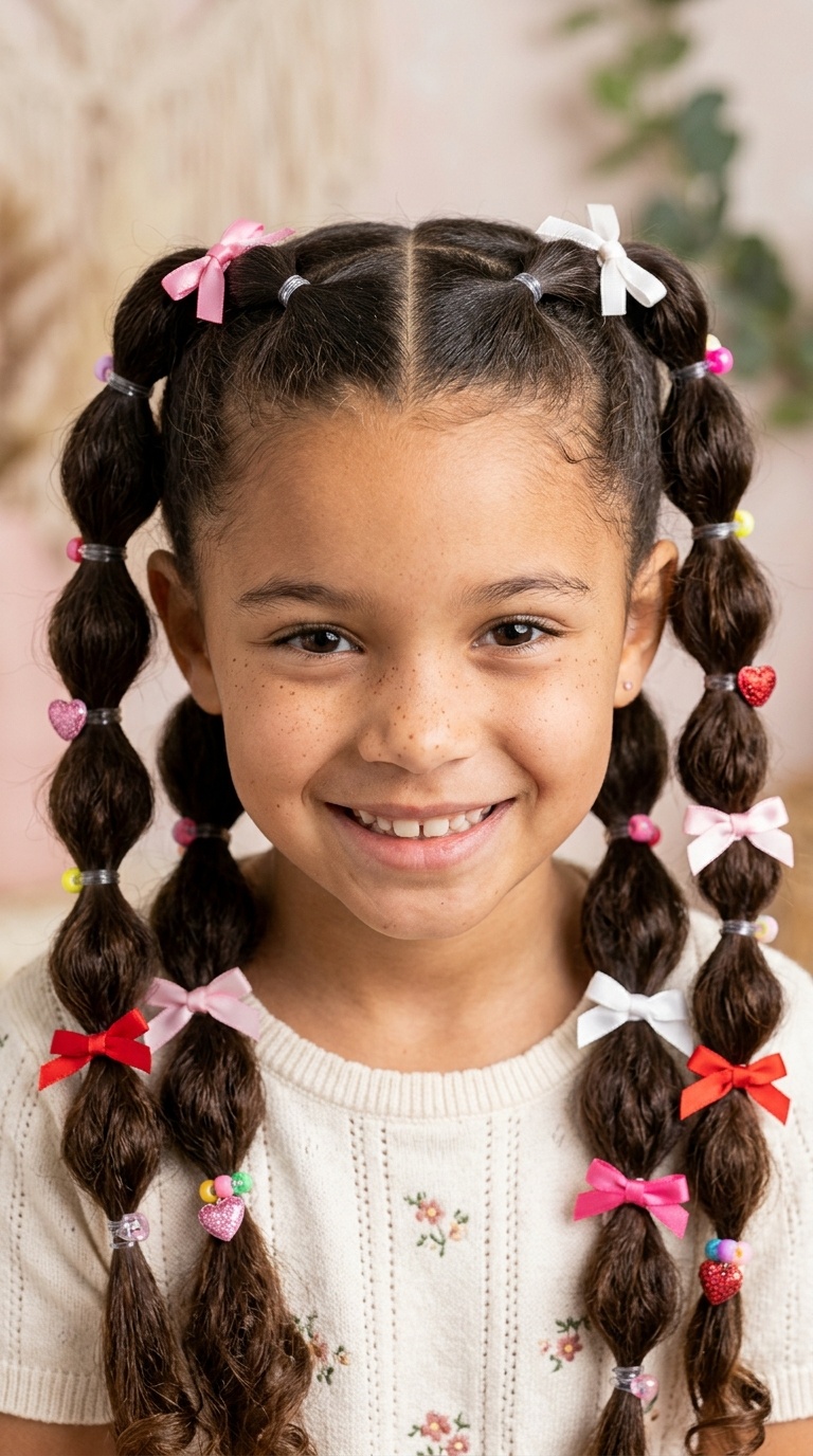 Heart-Parted Bubble Braids