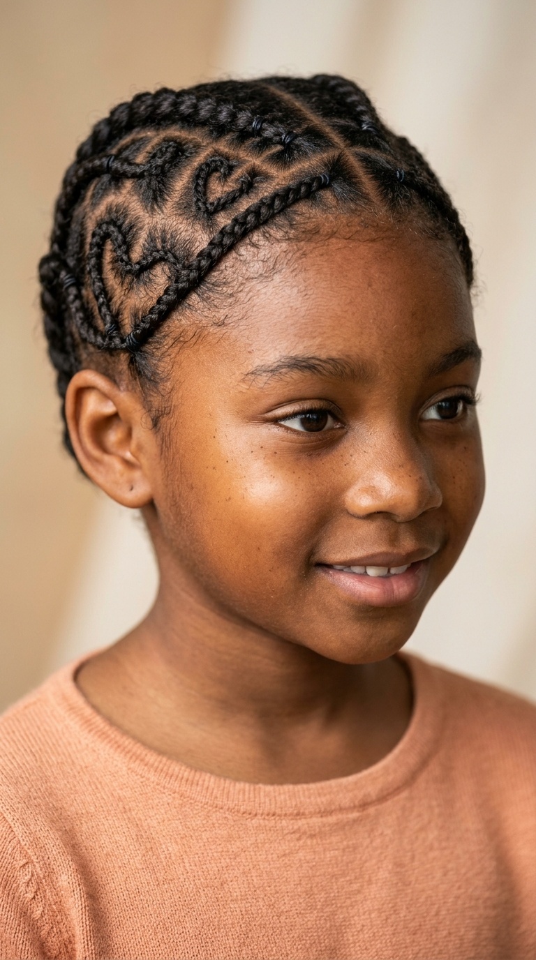 Heart-Patterned Cornrows