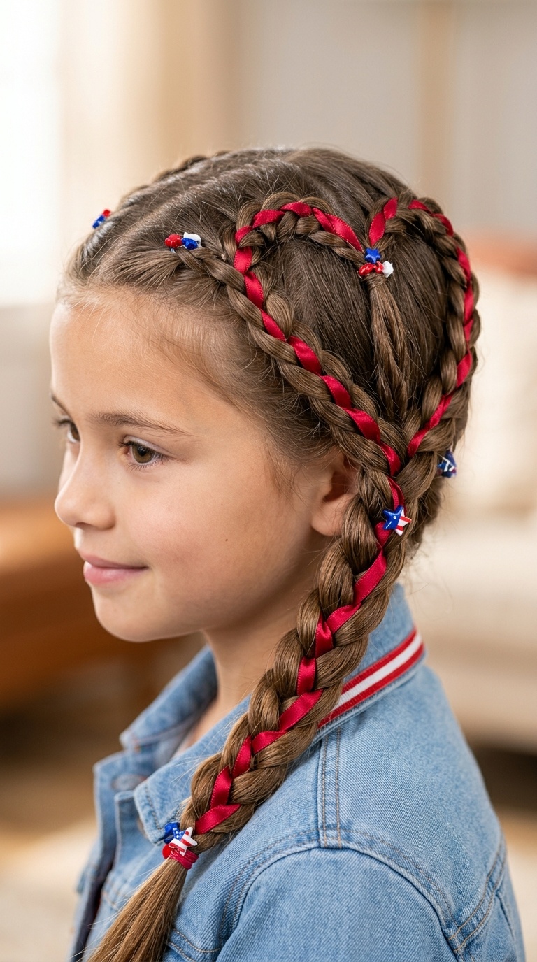 Heart-Shaped Braid with Red Ribbon