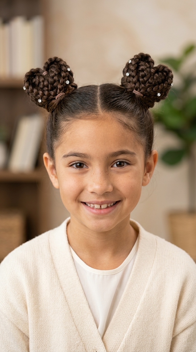 Heart-Shaped Braided Buns