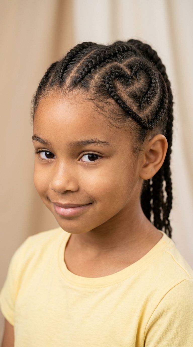 Heart-Shaped Parting with Braids