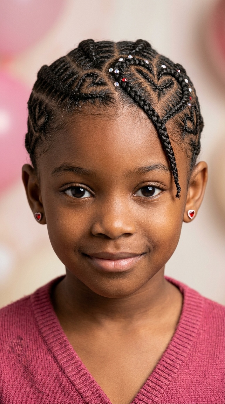 Heart-Shaped Parting with Cornrows