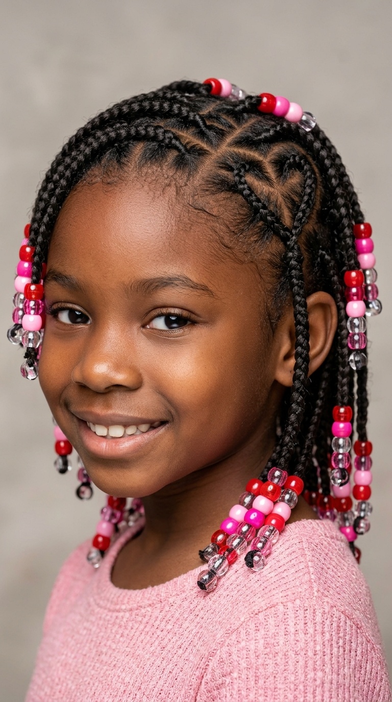 Heart-Shaped Parting with Red and Pink Beads
