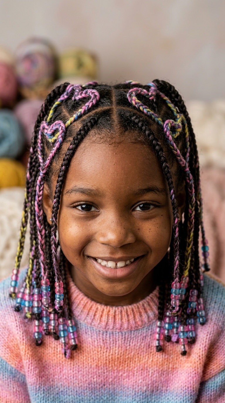 Heart-Shaped Yarn Braids