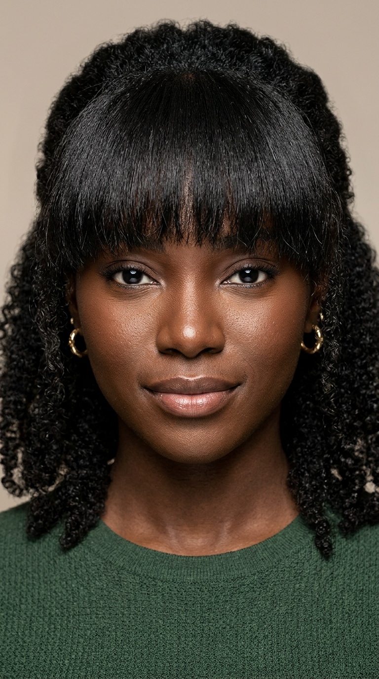 Heavy Brow-Skimming Bangs
