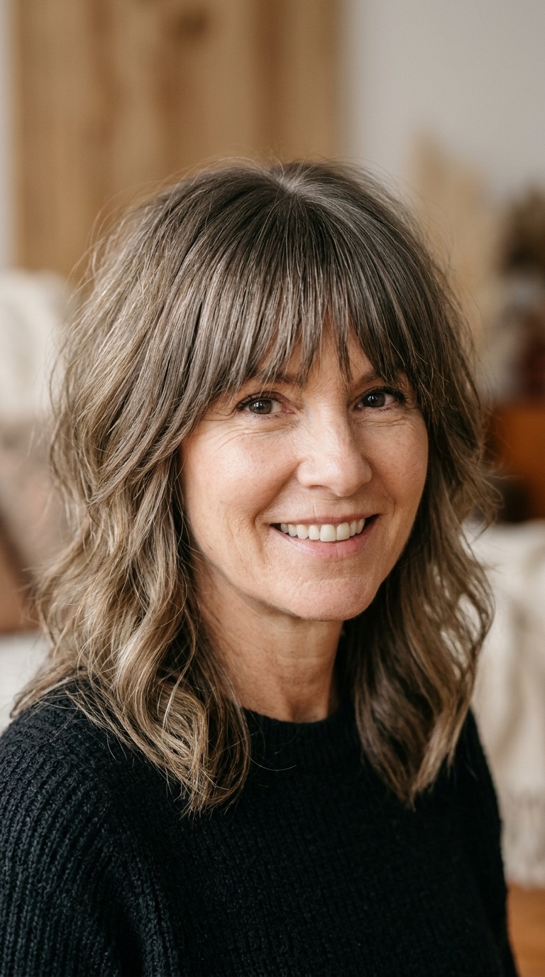 Heavy Face-Framing Fringe and Tapered Back